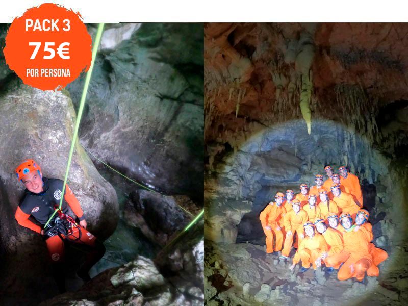 Pack 3 despedida de soltero: descenso de barrancos y espeleología