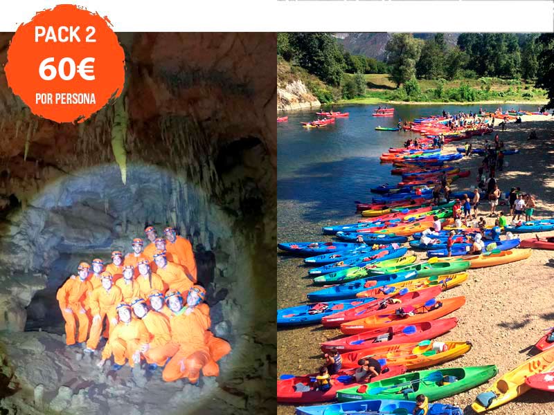 Pack 2 despedida de soltero: descenso del Sella en canoa y espeleología