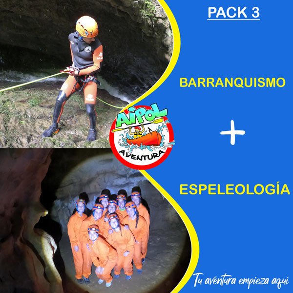 Pack de turismo aventura consistente en descenso de barrancos y espeleología